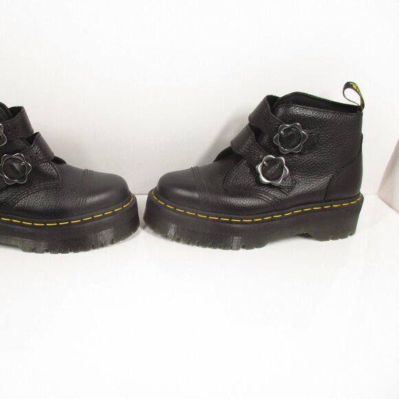 Dr. Martens AirWair Devon Black Grain Leather Buckle Boots Women’s US Size 8 - Picture 6 of 14